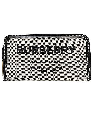 Burberry BURBERRY Women's Long Wallet, Round Zipper, Canvas x Leather, Black/White, Item Number 182027 (view 2)