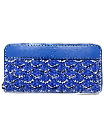 Goyard GOYARD Matignon GM Round Zip Leather Wallet, Sky Blue, Women's, 182008 (view 1)