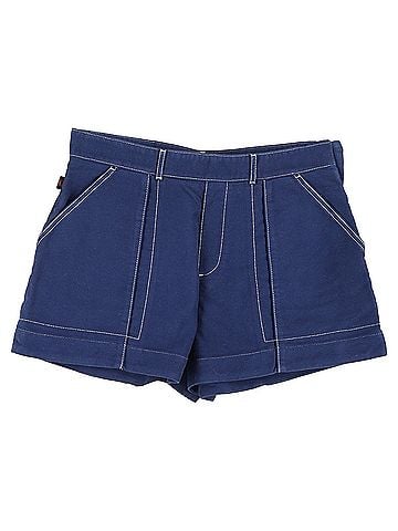 Chloé Chloé Contrast Stitching Shorts in Blue Cotton (view 1)