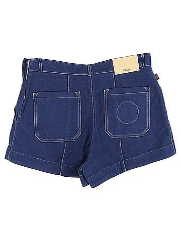 Chloé Chloé Contrast Stitching Shorts in Blue Cotton (view 2)