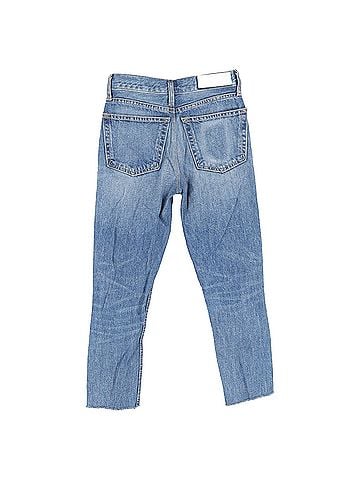 RE/DONE  Re/Done High-Rise Slim-Fit Jeans in Blue Cotton Denim (view 2)