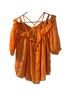 Floreat Orange Short Sleeve Blouse Size XS - photo 1