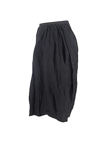 Yohji Yamamoto Yohji Yamamoto Asymmetric Draped Midi Skirt in Black Cotton (view 2)