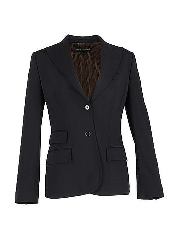 Dolce & Gabbana Dolce & Gabbana Gabardine Turlington Blazer in Black Virgin Wool (view 1)