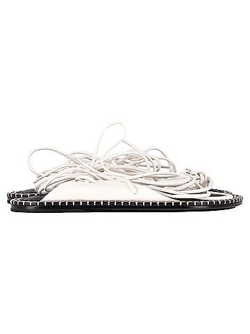 Ann Demeulemeester  Ann Demeulemeester Self-Tie Flat Sandals in White Leather (view 1)