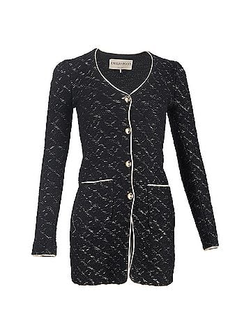 Emilio Pucci Emilio Pucci Gold Trim Knit Buttoned Coat in Black Wool (view 1)