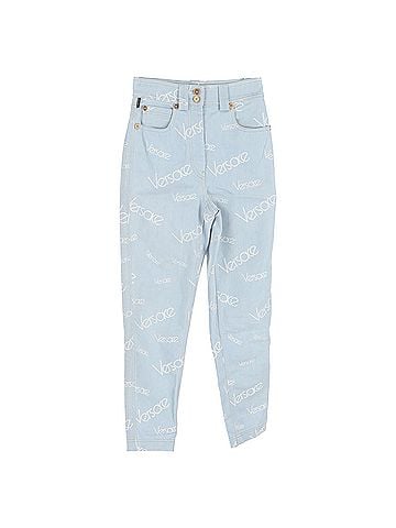 Versace Versace Logo Stamp High-Waisted Jeans in Blue Cotton (view 1)