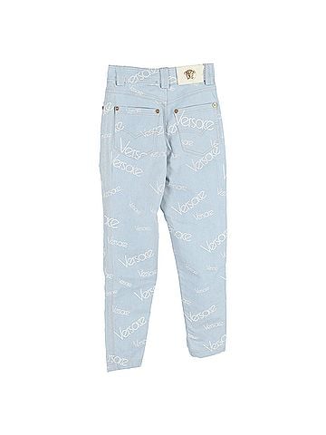 Versace Versace Logo Stamp High-Waisted Jeans in Blue Cotton (view 2)