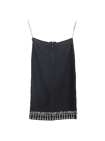Herve Leger  Herve Leger Embellished Hem Knee-Length Skirt in Black Rayon (view 2)