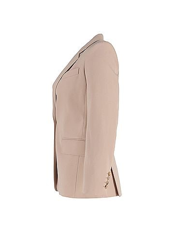Max Mara  Max Mara Unno Single-Breasted Blazer with Pockets in Beige Wool (view 2)