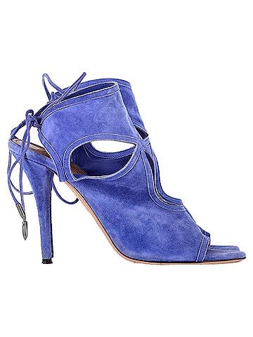 Aquazzura  Aquazzura Sexy Thing Cutout Sandal Heels in Blue Suede (view 1)