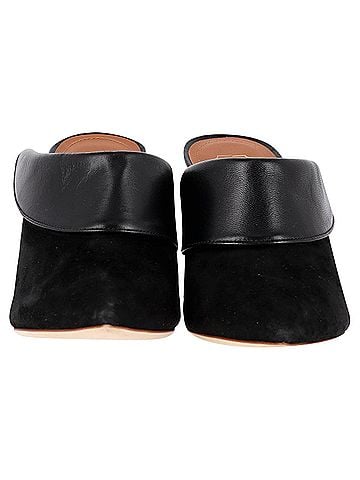 Malone Souliers  Malone Souliers Pointed-Toe Heeled Mules in Black Suede and Leather (view 2)