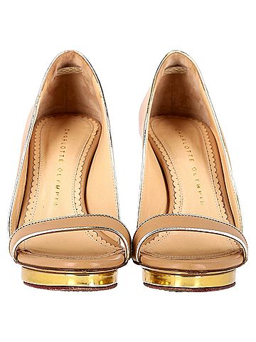 Charlotte Olympia Charlotte Olympia Christine Open Toe Sandals in Beige Leather  (view 2)