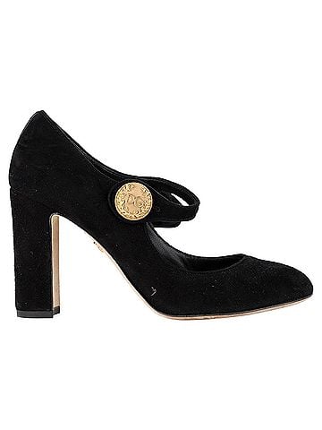 Dolce & Gabbana  Dolce & Gabbana Vally Mary Jane Pumps in Black Suede (view 1)