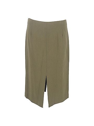 Roland Mouret Roland Mouret Front Slit Midi Pencil Skirt in Olive Wool (view 1)