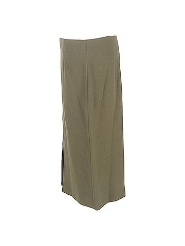 Roland Mouret Roland Mouret Front Slit Midi Pencil Skirt in Olive Wool (view 2)