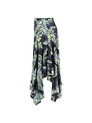 Stella McCartney Stella McCartney Birds of Paradise Printed Asymmetric Hem Midi Skirt in Multicolor Silk (view 2)