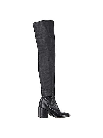 Ann Demeulemeester Ann Demeulemeeste Block-Heel Over-The-Knee Boots in Black Leather (view 1)
