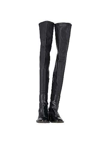 Ann Demeulemeester Ann Demeulemeeste Block-Heel Over-The-Knee Boots in Black Leather (view 2)