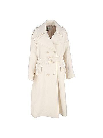ETRO Etro Oversized Double-Breasted Belted Coat with Pockets in White Wool (view 1)