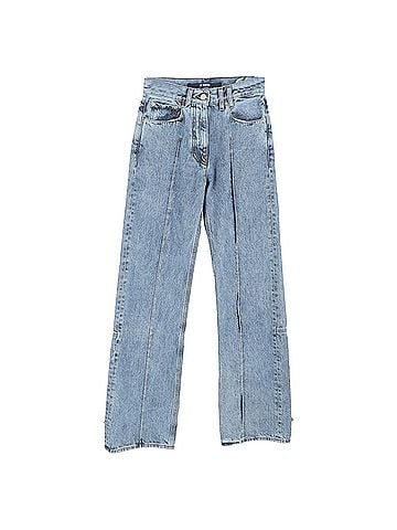 Jacquemus Jacquemus Le Raphia Straight-Leg Jeans in Blue Cotton Denim (view 1)