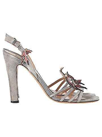 Mario Valentino Valentino Garavani Garden of Delight Sandal Heels in Grey Suede (view 1)