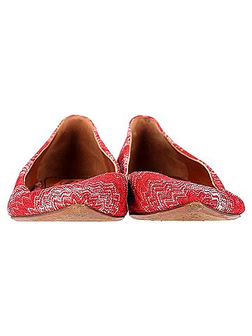 Missoni Missoni Striped Ballet Flats in Red Cotton (view 2)