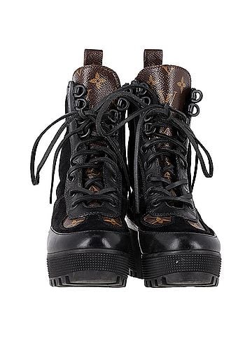Louis Vuitton Louis Vuitton Suede Monogram Laureate Desert Boots in Black Coated Canvas (view 2)