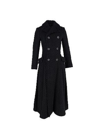 Comme des Garçons Comme des Garçons Double Breasted Bouclé Long Coat in Black Wool (view 1)