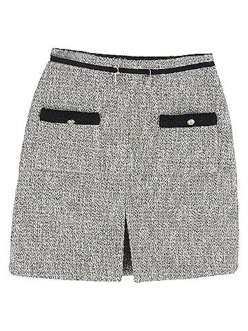 Maje Maje Jinie Tweed Mini Skirt in Grey Cotton (view 1)