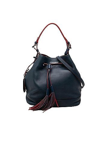 Prada Prada Triangle Logo Plate Handbag/Shoulder Bag 2-Way Navy Red Leather Women's PRADA (view 1)