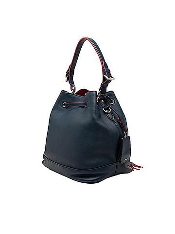 Prada Prada Triangle Logo Plate Handbag/Shoulder Bag 2-Way Navy Red Leather Women's PRADA (view 2)