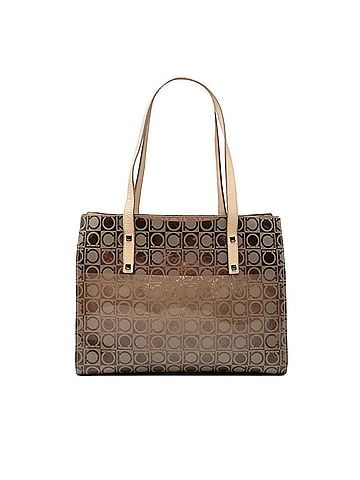 Salvatore Ferragamo Salvatore Ferragamo Gancini Shoulder Bag Tote AU-21-1317 Brown Beige Vinyl Leather Women's (view 1)
