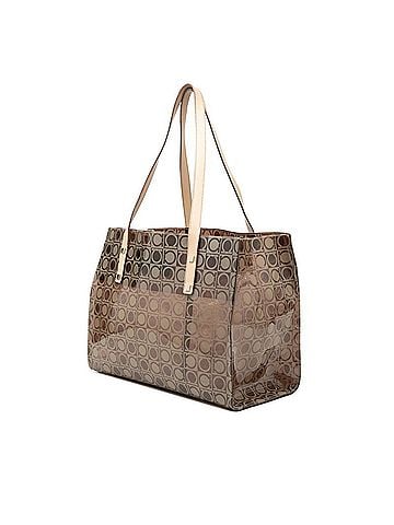 Salvatore Ferragamo Salvatore Ferragamo Gancini Shoulder Bag Tote AU-21-1317 Brown Beige Vinyl Leather Women's (view 2)