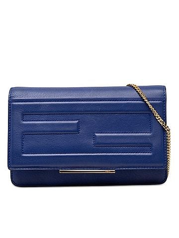 Fendi Fendi FF Logo Crossbody Chain Wallet Shoulder Bag with Flap 8M0346 Blue Leather Women's FENDI (view 1)