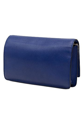 Fendi Fendi FF Logo Crossbody Chain Wallet Shoulder Bag with Flap 8M0346 Blue Leather Women's FENDI (view 2)