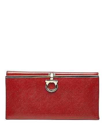 Salvatore Ferragamo Salvatore Ferragamo Gancini Bi-fold Long Wallet 224633 Red Leather Women's (view 1)