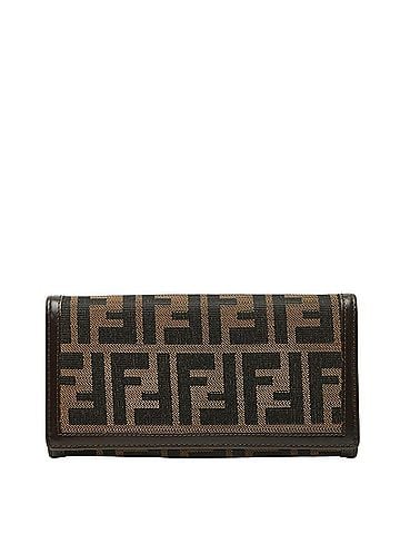 Fendi Fendi Zucca Long Wallet 30851 Black Brown Canvas Leather Women's FENDI (view 1)
