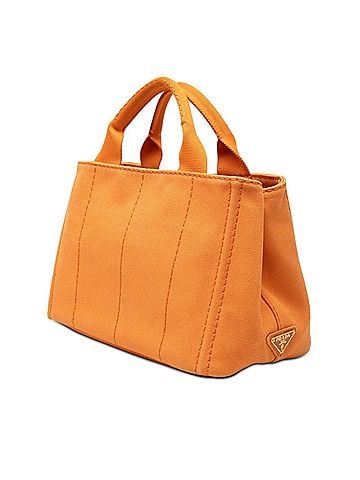 Prada Prada Triangle Logo Plate Canapa Mini Handbag Shoulder Bag 2-Way Orange Canvas Women's PRADA (view 2)