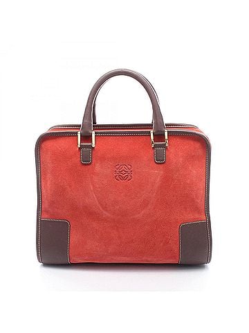 Loewe Loewe Amazona 32 Handbag, Suede Leather, Women's, Red/Brown (view 1)