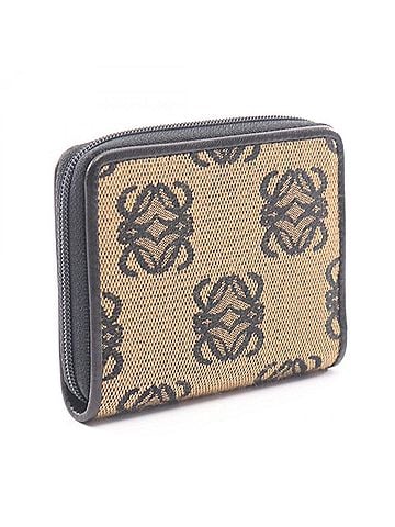 Loewe Loewe Anagram Wallet/Coin Purse, Canvas, Women's, Beige/Black (view 2)