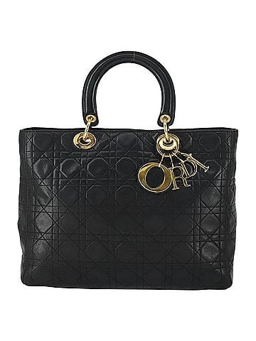 Dior Lady Cannage Matelassé Black Leather Tote Bag Bag (view 1)