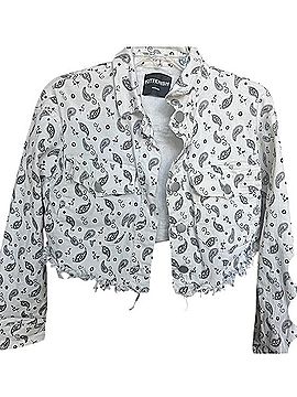 Kittenish Jesse James Decker Cropped Paisley Jean Jacket Jacket (view 1)