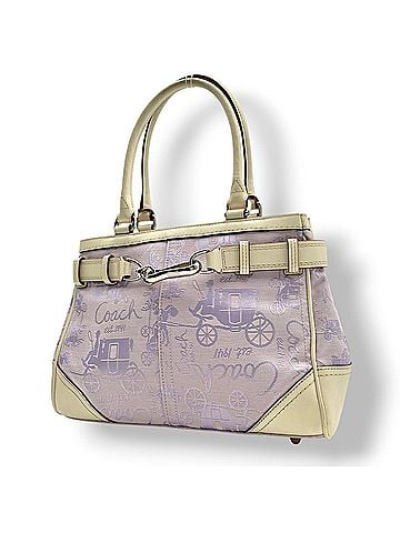 Coach Coach Horse and Carriage Handbag Tote Bag Canvas Leather Light Purple Ivory Women's S82 (view 1)