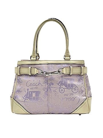 Coach Coach Horse and Carriage Handbag Tote Bag Canvas Leather Light Purple Ivory Women's S82 (view 2)