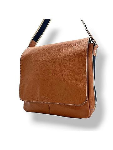 Coach COACH Heritage Web Leather Messenger Bag Shoulder Camel Brown Men's F70555 S58 (view 1)