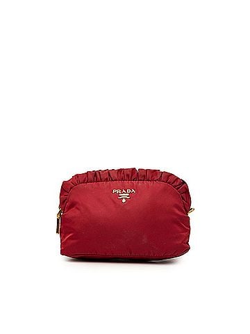Prada Prada handbag pouch, wine red nylon, women's. (view 1)