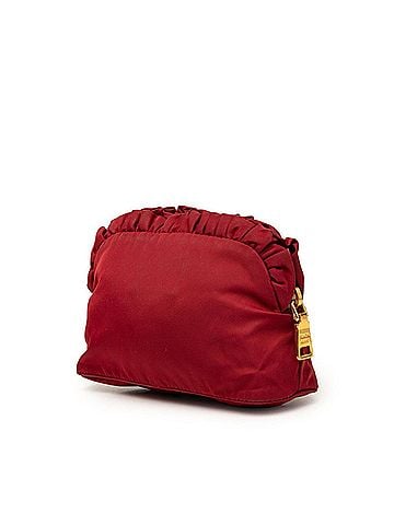 Prada Prada handbag pouch, wine red nylon, women's. (view 2)