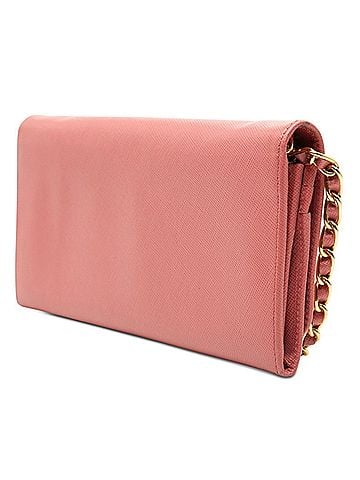 Prada Prada Saffiano Crossbody Chain Wallet, Long 2-Way Clutch Bag, Shoulder Pink Leather, Women's PRADA (view 2)