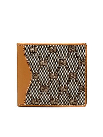 Gucci Gucci GG Canvas Bi-fold Wallet, Beige Brown Leather, Women's GUCCI (view 1)